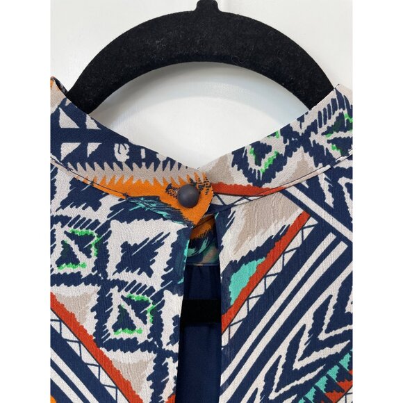 Glam Geometric Tunic Dress Size Medium Short Sleeve Multicolor Boho Aztec Artsy - Picture 3 of 8